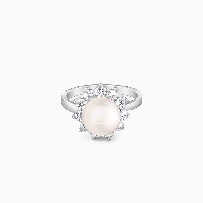 Giva 925 Sterling Silver Pearl Fleur Ring,Fixed Size,Indian - 12 | Gifts For Women And Gir : R01245