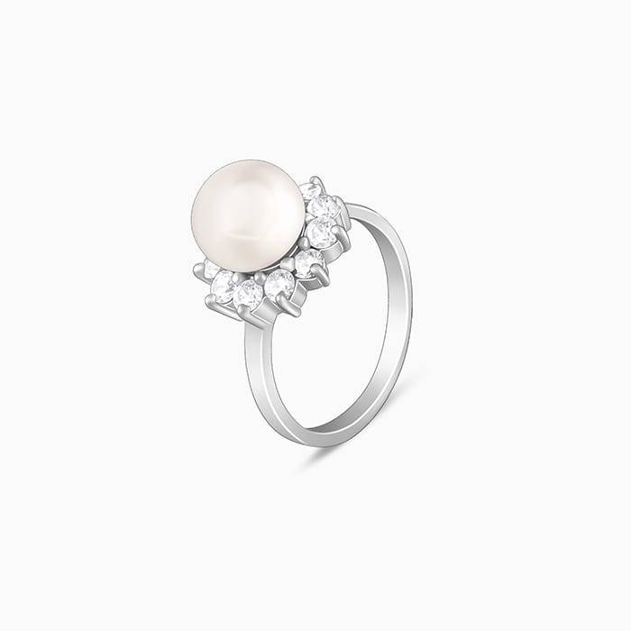 Giva 925 Sterling Silver Pearl Fleur Ring,Fixed Size,Indian - 12 | Gifts For Women And Gir : R01245
