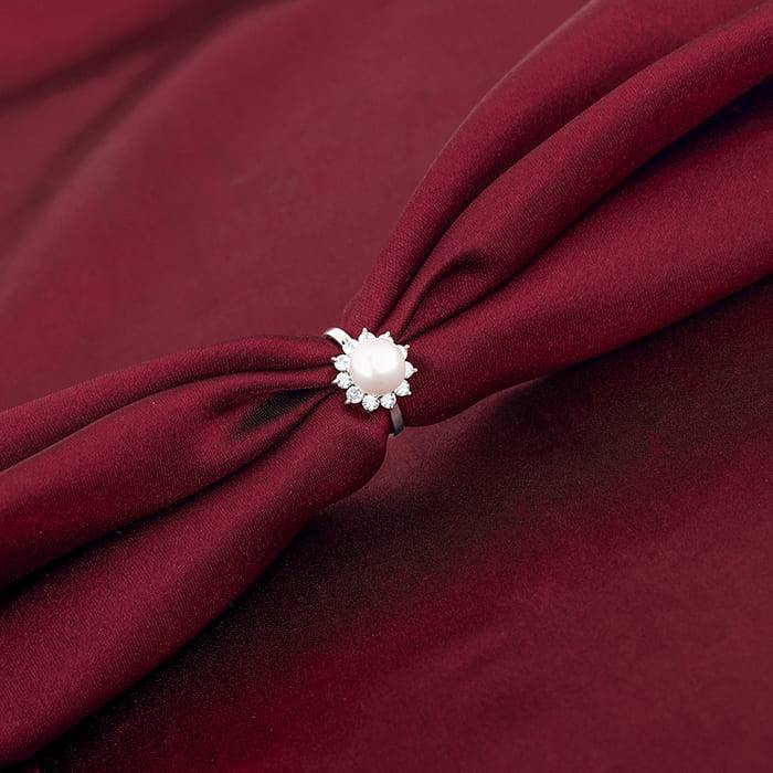 Giva 925 Sterling Silver Pearl Fleur Ring,Fixed Size,Indian - 12 | Gifts For Women And Gir : R01245