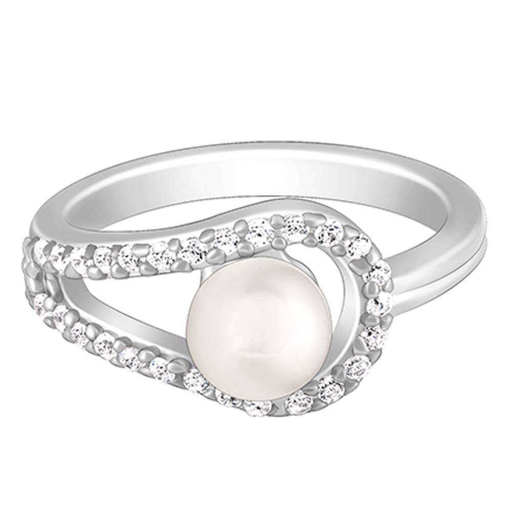 Giva 925 Sterling Silver Loop Of Pearl Ring ,Fixed Size,Indian - 12, Us - 6 : R01246