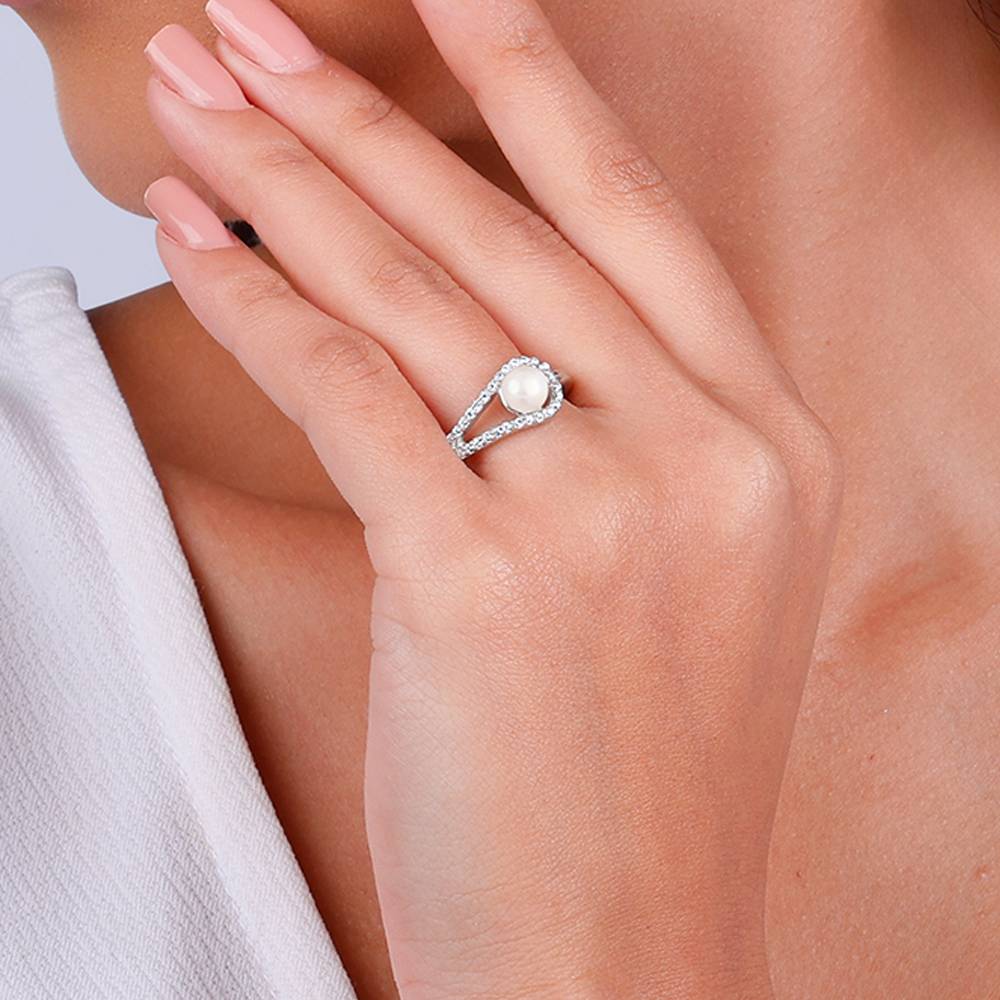 Giva 925 Sterling Silver Loop Of Pearl Ring ,Fixed Size,Indian - 12, Us - 6 : R01246