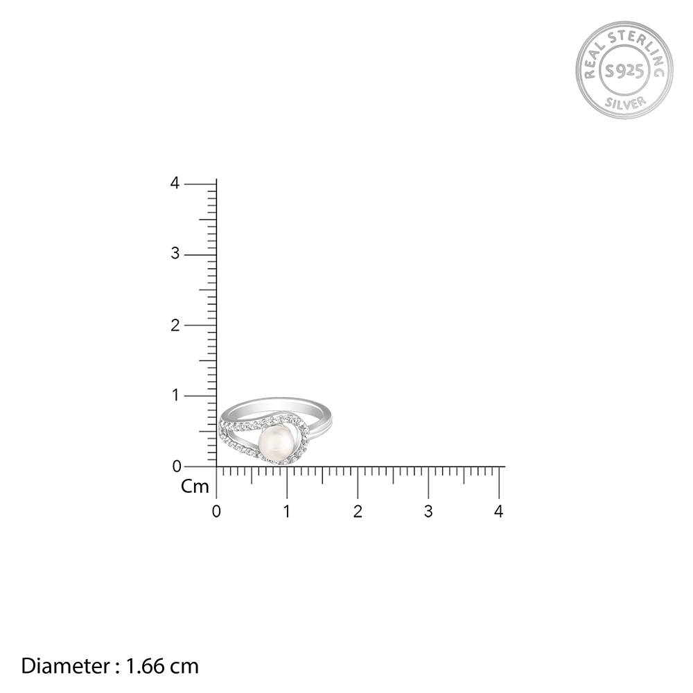Giva 925 Sterling Silver Loop Of Pearl Ring ,Fixed Size,Indian - 12, Us - 6 : R01246
