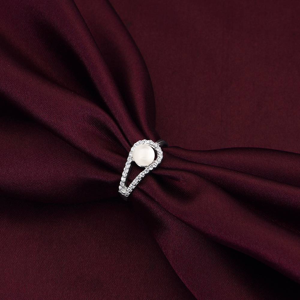 Giva 925 Sterling Silver Loop Of Pearl Ring ,Fixed Size,Indian - 12, Us - 6 : R01246