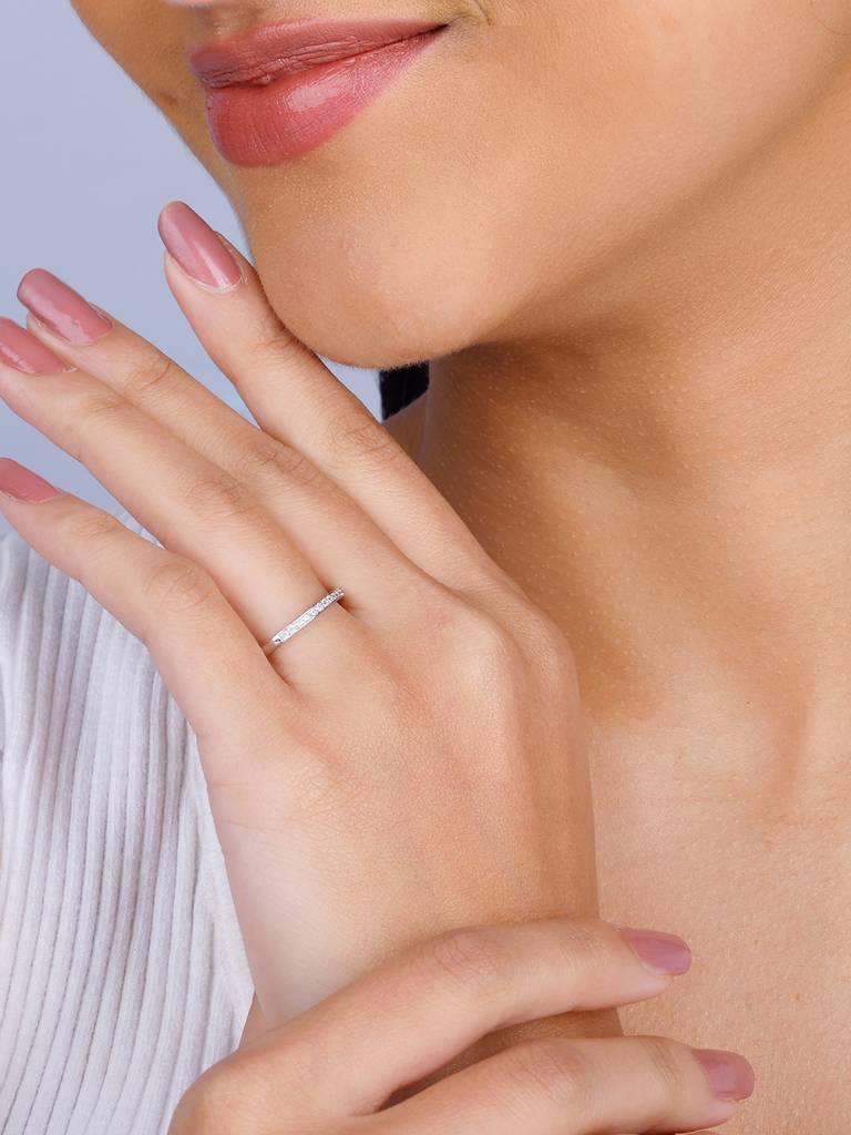 Giva 925 Silver Zircon Channel Of Love Ring Adjustable : R01253