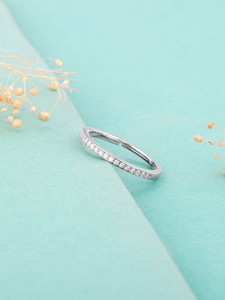 Giva 925 Silver Zircon Channel Of Love Ring Adjustable : R01253