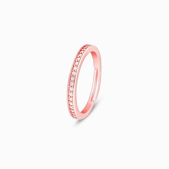 Giva 925 Sterling Silver Rose Gold Zircon Channel Of Love Ring, Adjustable | Gifts For Wom : R01254
