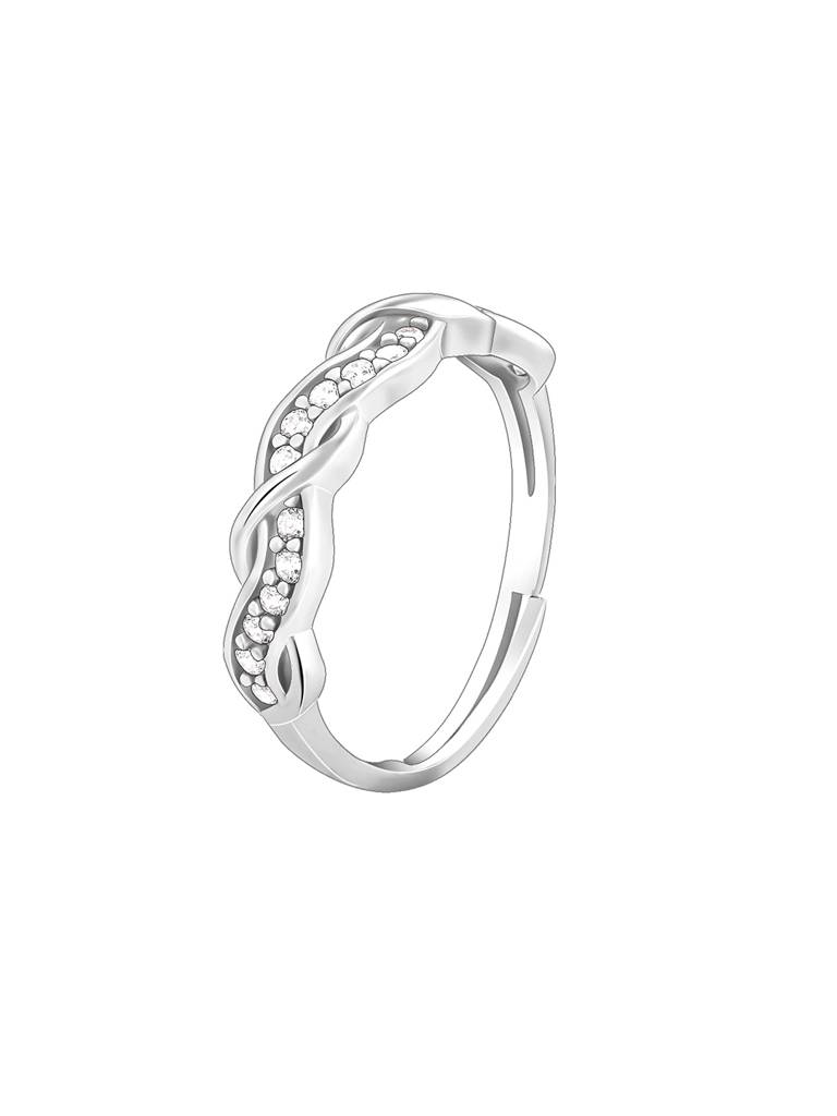 Giva 925 Silver Zircon Winding Wave Ring Adjustable : R01255