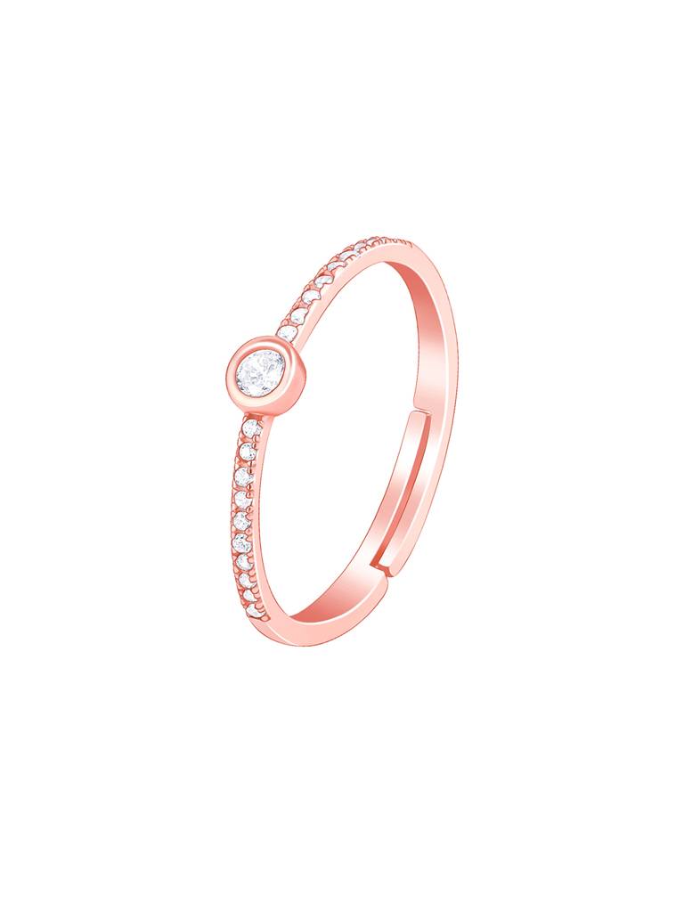 Giva 925 Silver Rose Gold Zircon Epitome Of Love Ring Adjustable : R01258