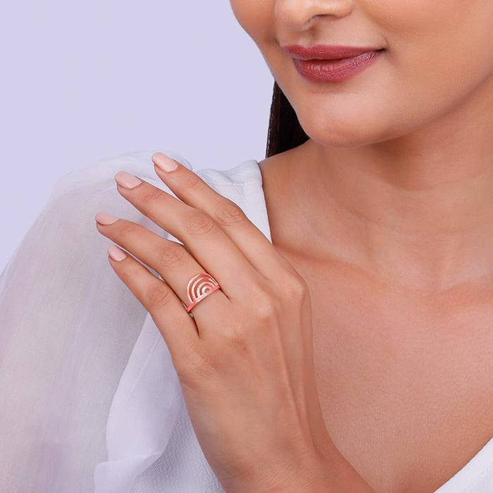 Giva 925 Sterling Silver Rose Gold Almost A Rainbow Ring,Fixed Size, Indian - 12, Us - 6 | : R01261