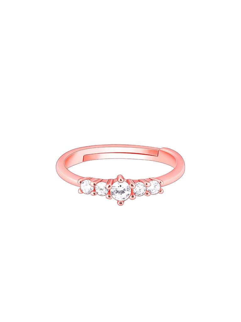 Giva 925 Silver Rose Gold Zircon Shine Squad Ring Adjustable : R01269