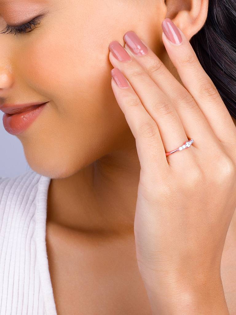 Giva 925 Silver Rose Gold Zircon Shine Squad Ring Adjustable : R01269