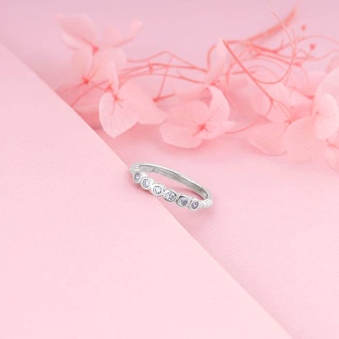 Giva 925 Sterling Silver Circular Zirconia Ring,Adjustable | Gifts For Women And Girls | W : R01270