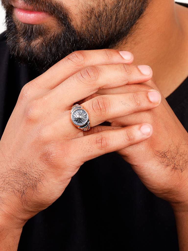 Giva 925 Sterling Silver Solace Sun Mens Ring