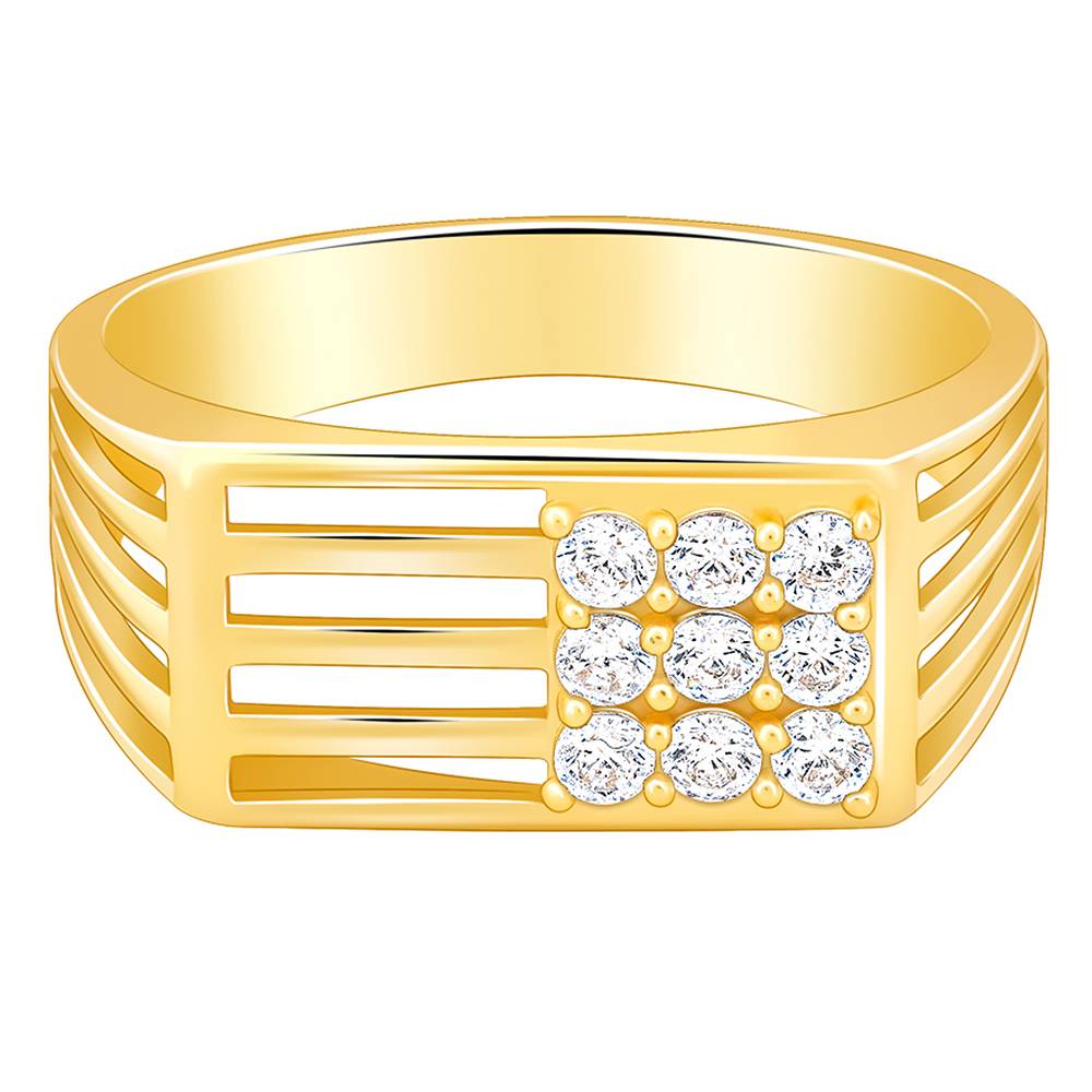 Giva 925 Sterling Silver Golden Square In Rectangle Ring For Him,Fixed Size,Indian - 12, Us - 6 : R01284