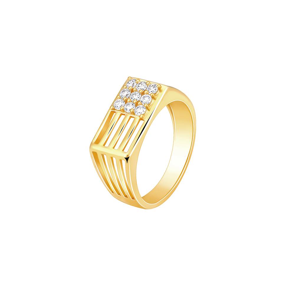 Giva 925 Sterling Silver Golden Square In Rectangle Ring For Him,Fixed Size,Indian - 12, Us - 6 : R01284