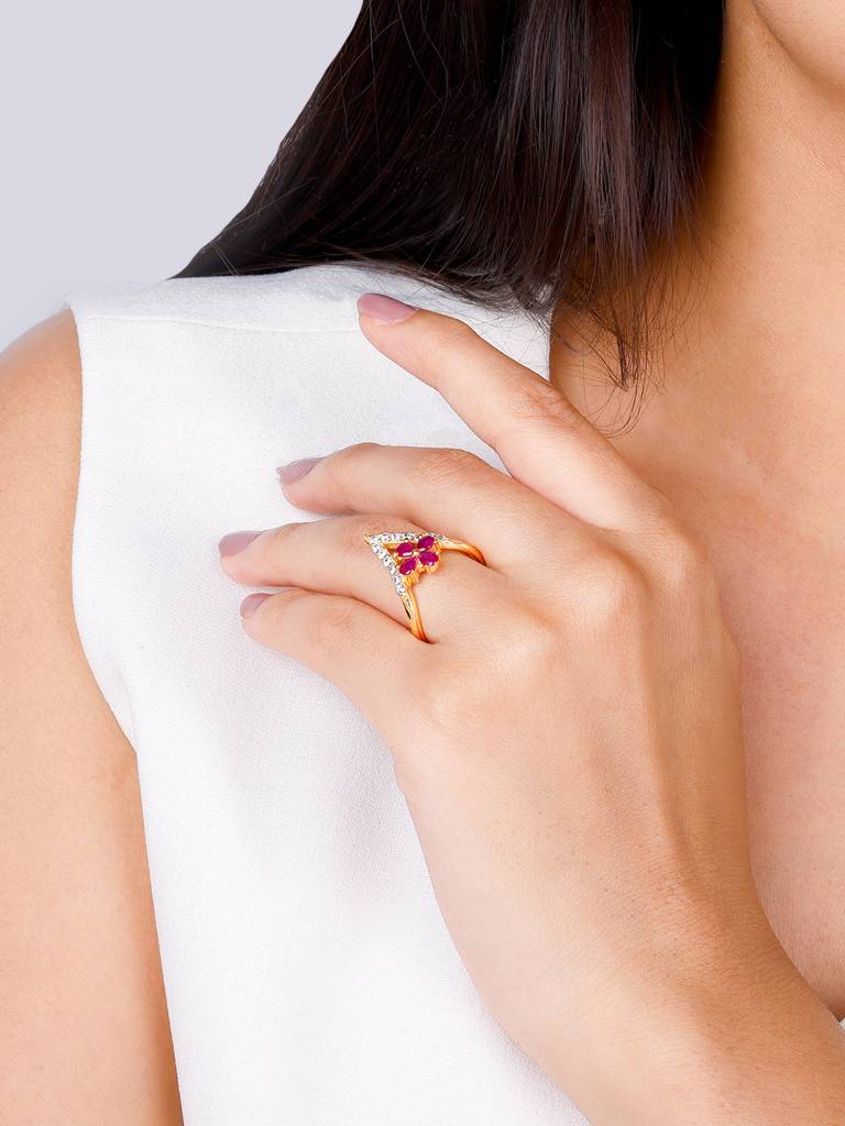 Giva 925 Sterling Silver Golden Floral Grace Ring