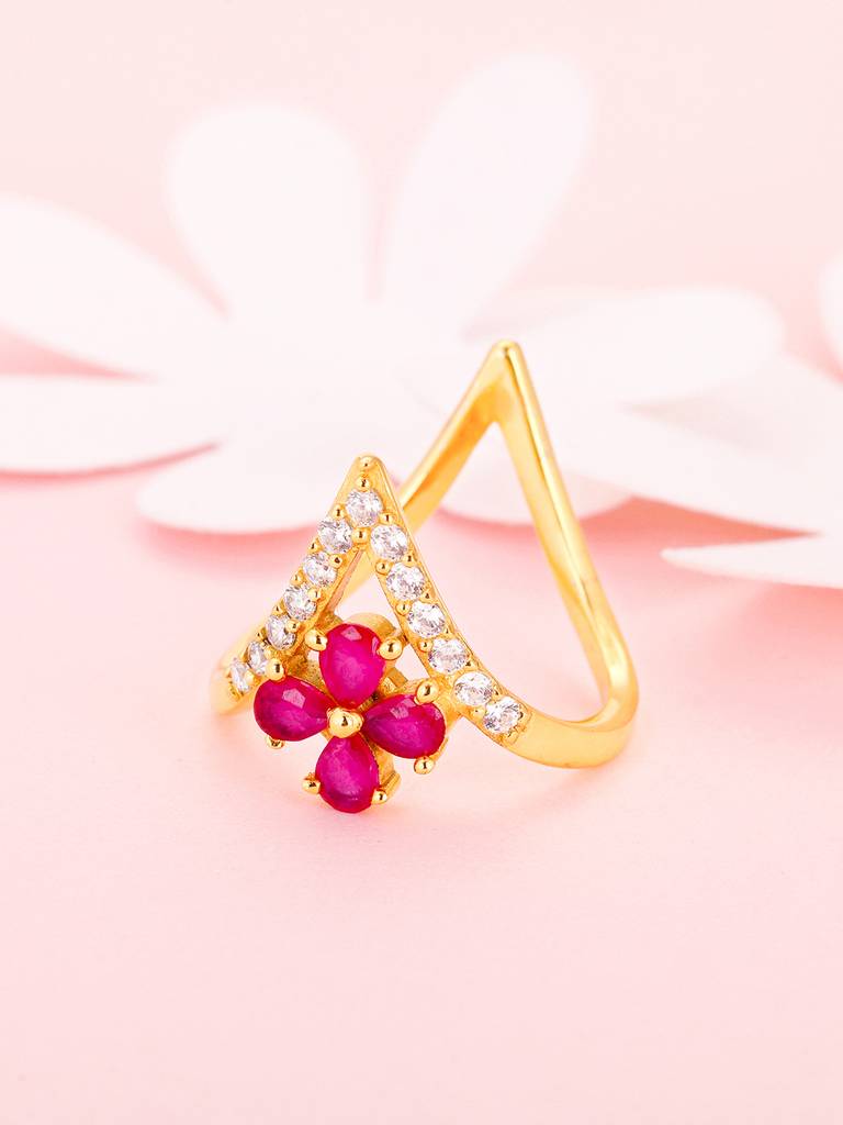 Giva 925 Sterling Silver Golden Floral Grace Ring