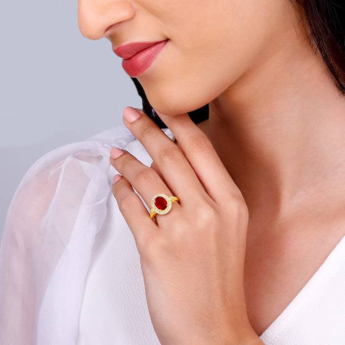 Giva 925 Sterling Silver Golden Poetic Love Ring,Fixed Size, Indian - 12| Gifts For Women  : R01289