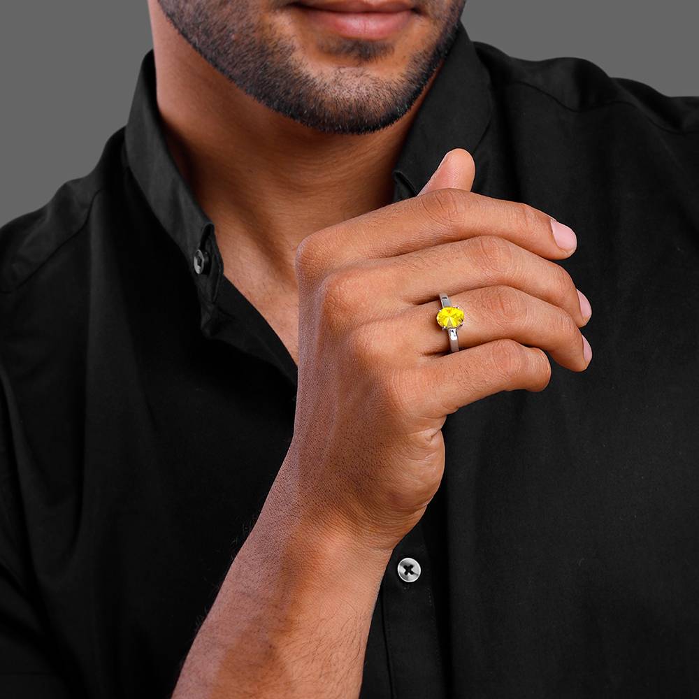 Giva 925 Sterling Silver Amber Love Ring For Him,Fixed Size, Indian - 22 : R01291