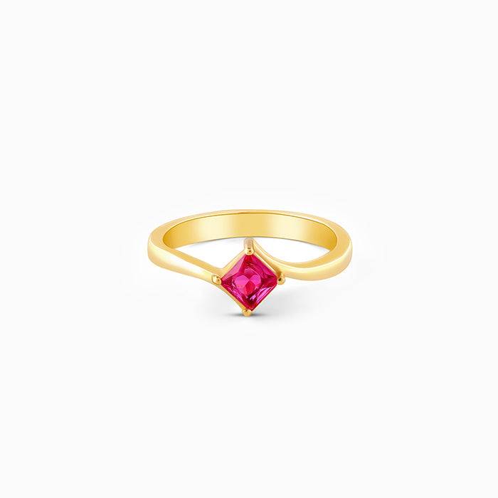 Giva 925 Sterling Silver Golden Pink Square Ring,Fixed Size,Indian - 12 | Gifts For Women  : R01292