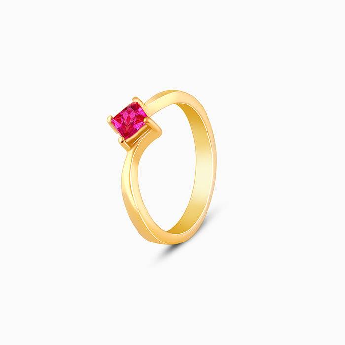 Giva 925 Sterling Silver Golden Pink Square Ring,Fixed Size,Indian - 12 | Gifts For Women  : R01292