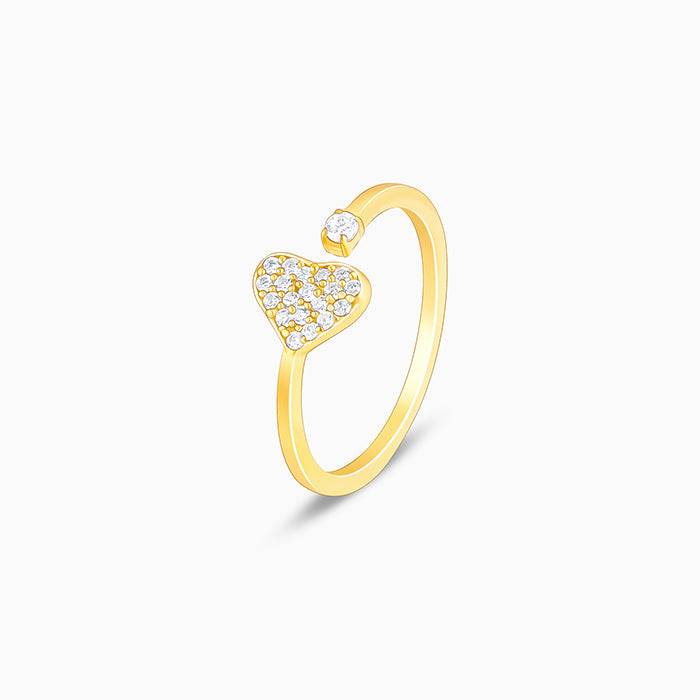 Giva 925 Sterling Silver Golden Open Heartbeat Ring, Adjustable | Gifts For Women And Girl : R01293