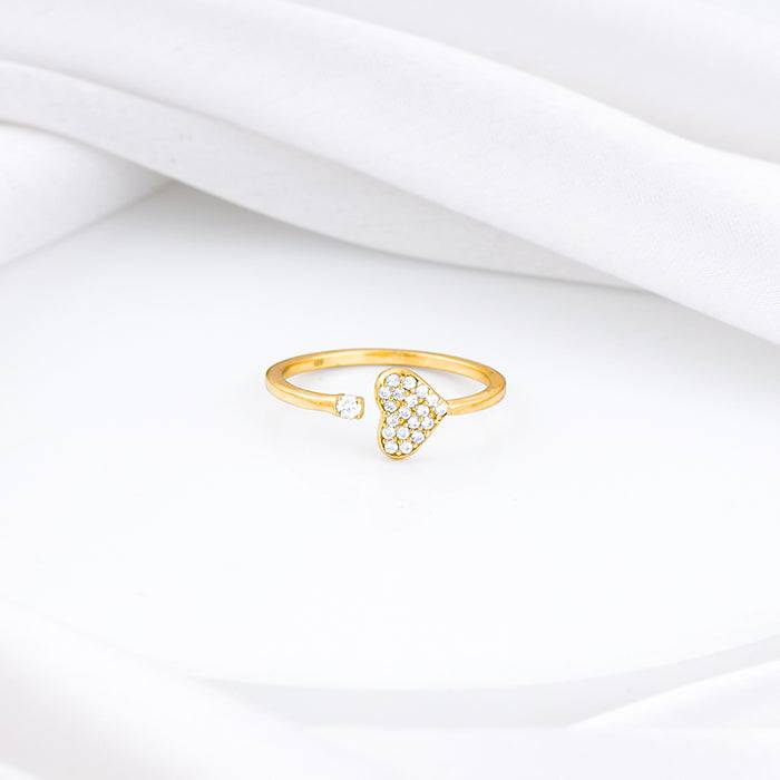 Giva 925 Sterling Silver Golden Open Heartbeat Ring, Adjustable | Gifts For Women And Girl : R01293