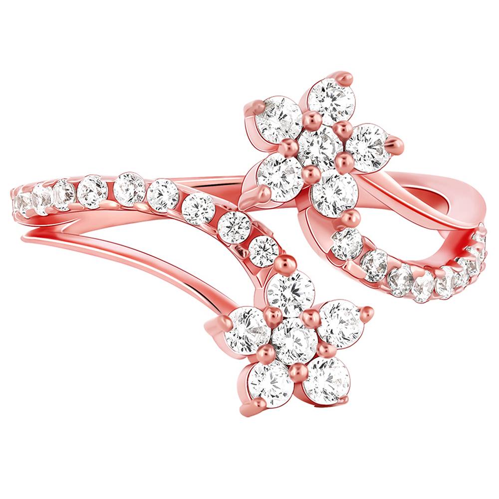 Giva 925 Sterling Silver Rose Gold Swish Of Shine Ring,Adjustable : R01294