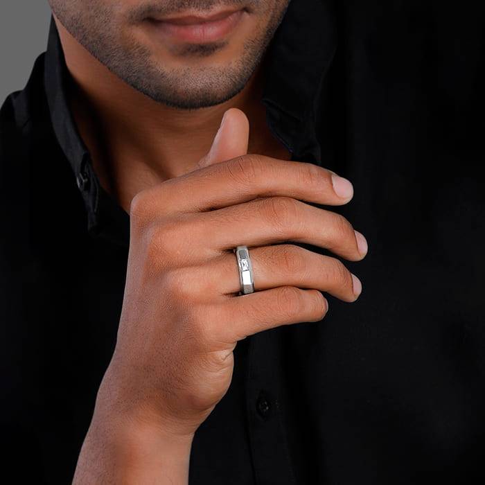 Giva 925 Sterling Silver Baguette Ring For Him,Adjustable, Indian - 20, Us - 10 | Gifts Fo : R01297