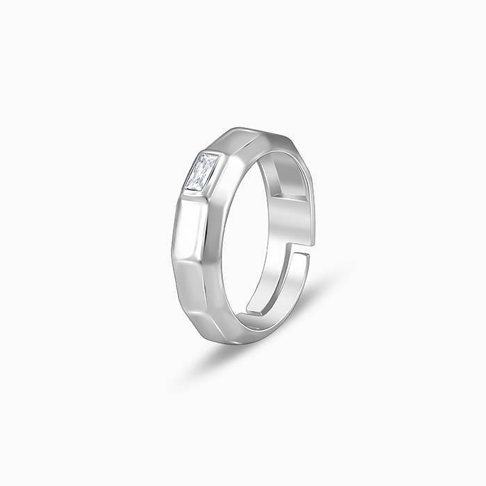 Giva 925 Sterling Silver Baguette Ring For Him,Adjustable, Indian - 20, Us - 10 | Gifts Fo : R01297