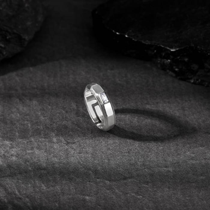 Giva 925 Sterling Silver Baguette Ring For Him,Adjustable, Indian - 20, Us - 10 | Gifts Fo : R01297