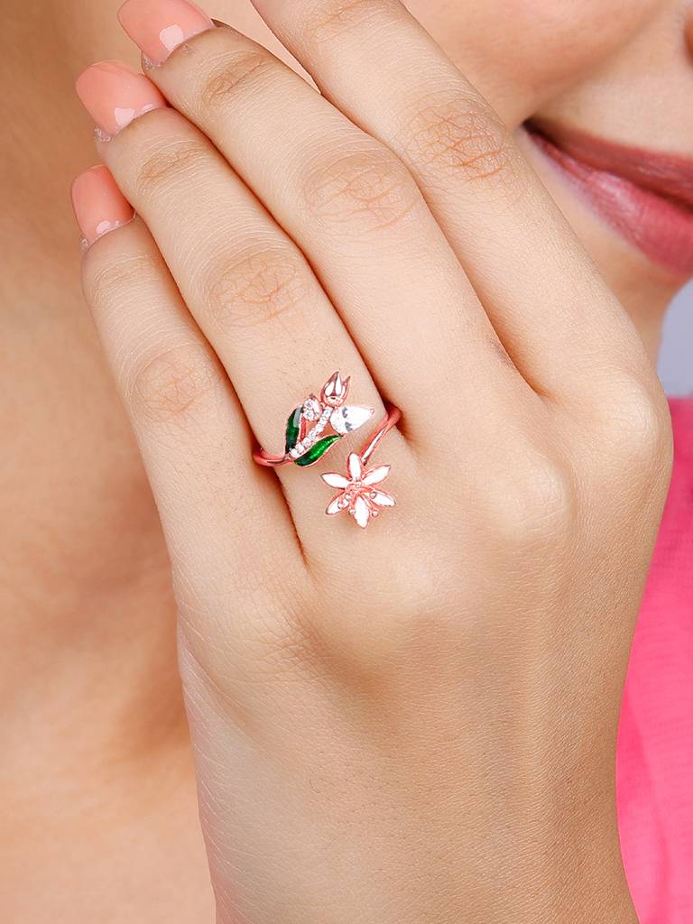 Giva 925 Sterling Silver Bhumi Rose Gold Majestic Musli Earrings And Ring