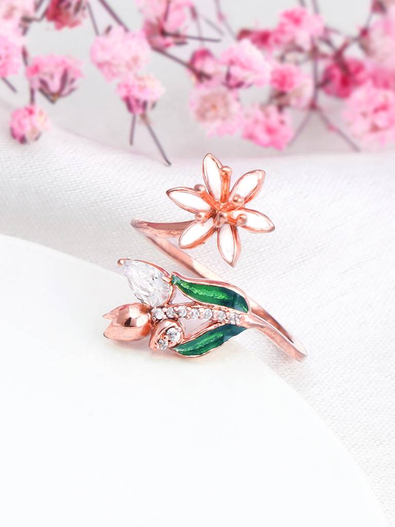 Giva 925 Sterling Silver Bhumi Rose Gold Majestic Musli Earrings And Ring