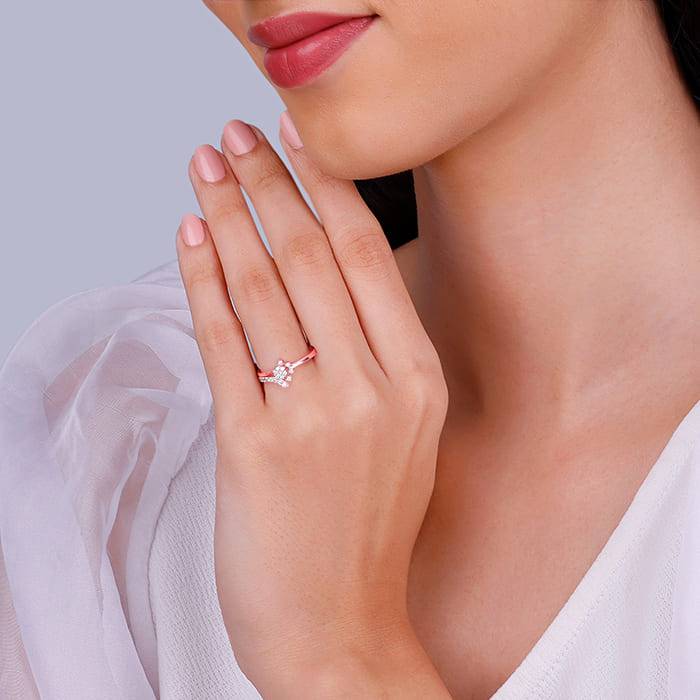 Giva 925 Sterling Silver Rose Gold Whims Of Wonder Ring, Adjustable | Gifts For Women And  : R01305