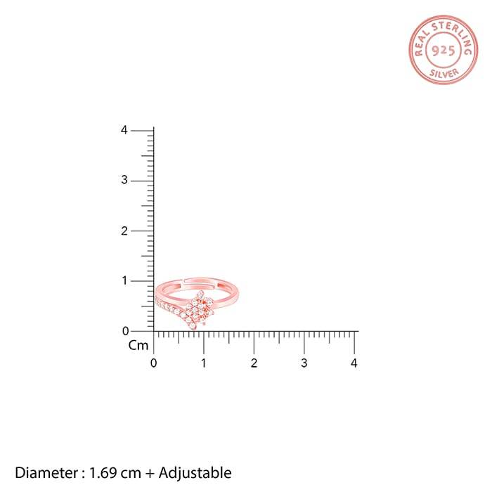 Giva 925 Sterling Silver Rose Gold Whims Of Wonder Ring, Adjustable | Gifts For Women And  : R01305