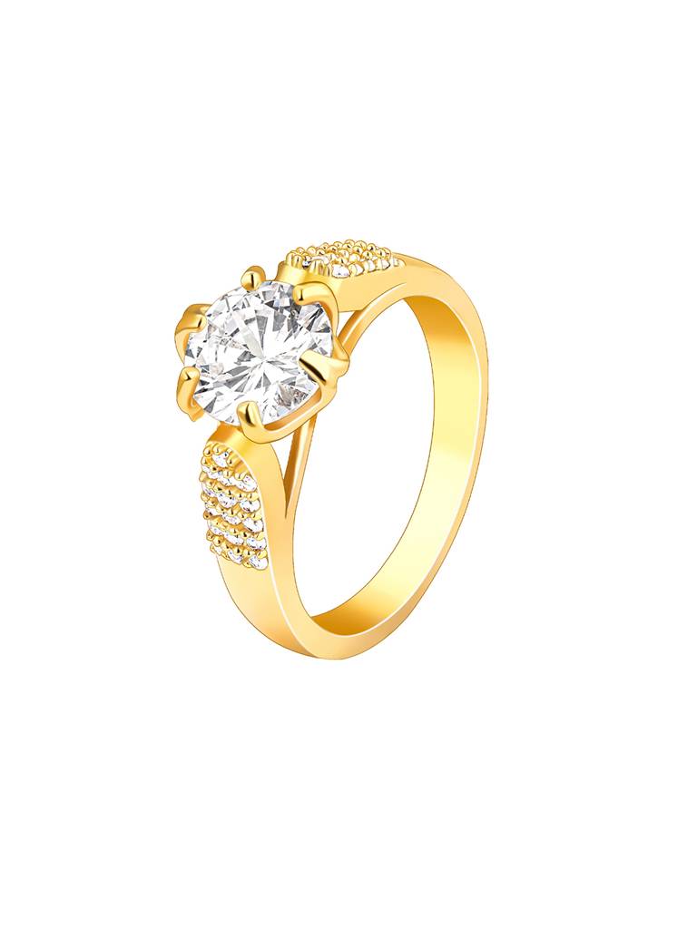 Giva 925 Sterling Silver Golden Solitaire Beauty Ring