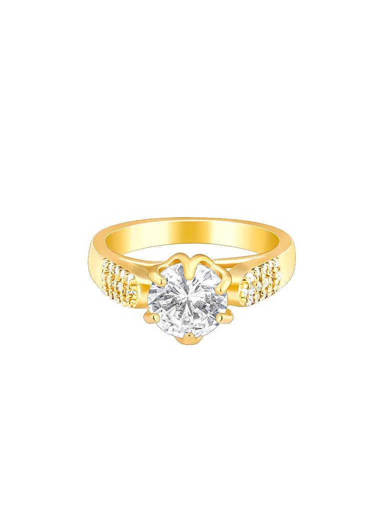 Giva 925 Sterling Silver Golden Solitaire Beauty Ring