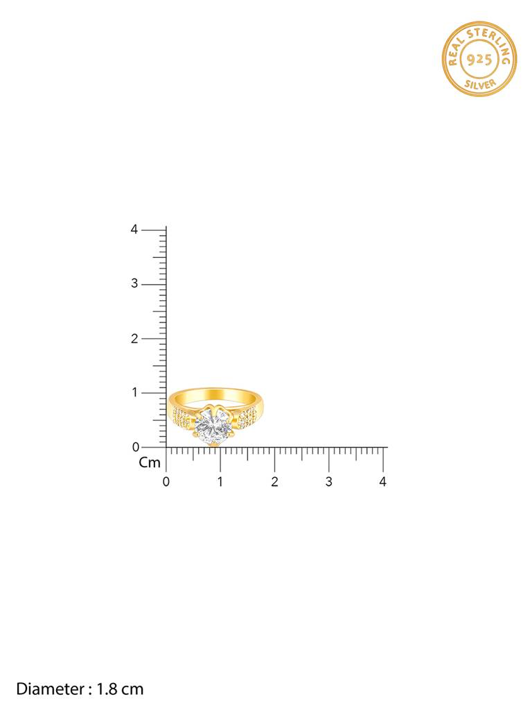 Giva 925 Sterling Silver Golden Solitaire Beauty Ring