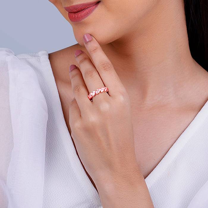 Giva 925 Sterling Silver Rose Gold Laurel Wreath Ring,Fixed Size,Indian - 13| Gifts For Wo : R01313