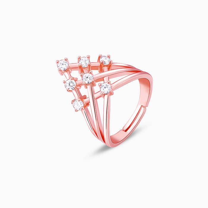 Giva 925 Sterling Silver Rose Gold Criss Cross Vanki Ring , Adjustable | Gifts For Women A : R01316