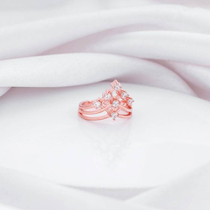 Giva 925 Sterling Silver Rose Gold Criss Cross Vanki Ring , Adjustable | Gifts For Women A : R01316
