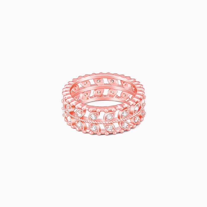 Giva 925 Sterling Silver Rose Gold Elegant Leafy Zirconia Ring,Fixed Size,Indian - 13 | Gi : R01318