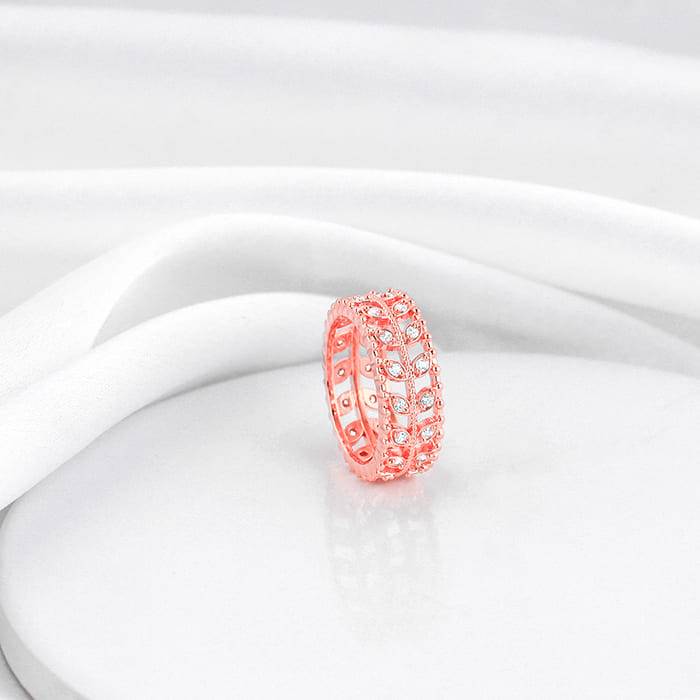 Giva 925 Sterling Silver Rose Gold Elegant Leafy Zirconia Ring,Fixed Size,Indian - 13 | Gi : R01318