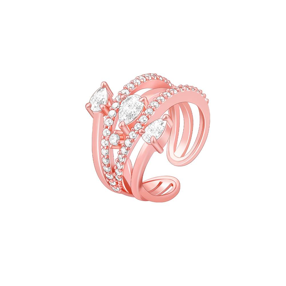 Giva 925 Sterling Silver Rose Gold Classic Elegance Ring,Adjustable : R01320