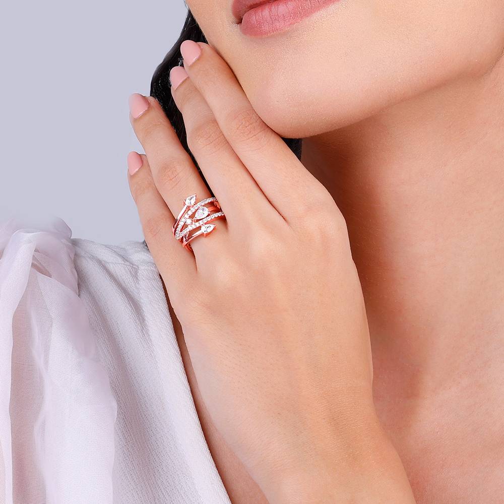 Giva 925 Sterling Silver Rose Gold Classic Elegance Ring,Adjustable : R01320