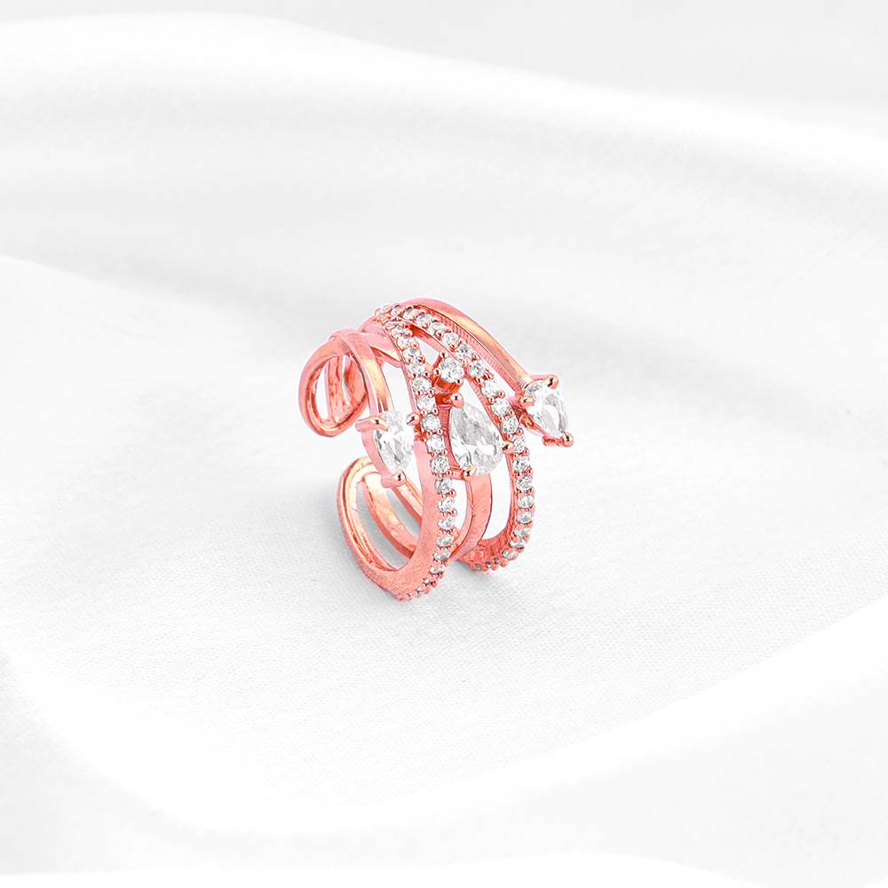 Giva 925 Sterling Silver Rose Gold Classic Elegance Ring,Adjustable : R01320