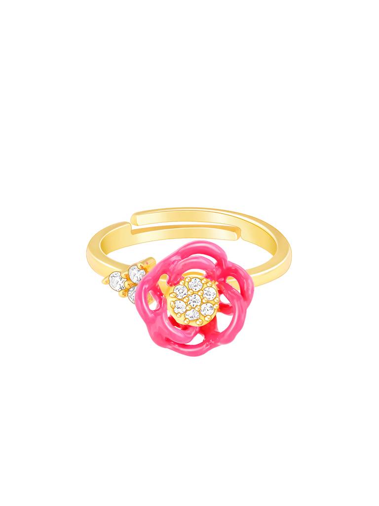 Giva 925 Sterling Silver Bhumi Golden Hot Pink Ebony Ring