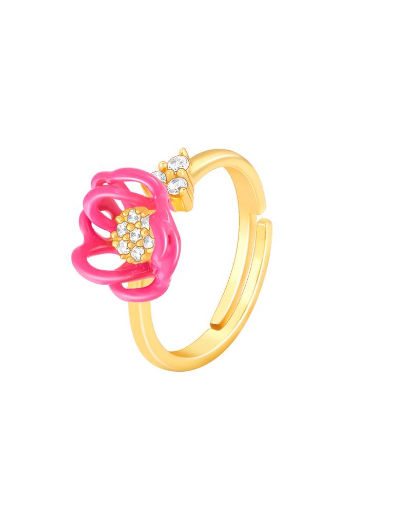 Giva 925 Sterling Silver Bhumi Golden Hot Pink Ebony Ring