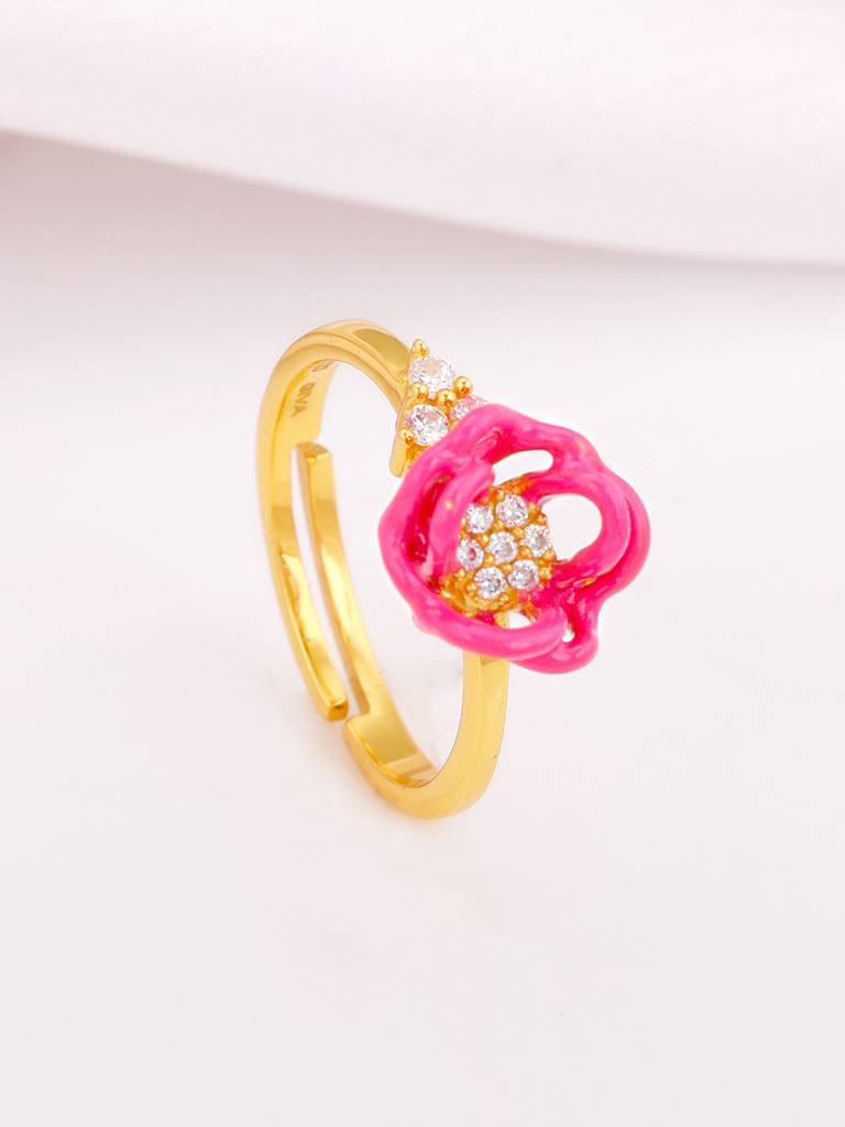 Giva 925 Sterling Silver Bhumi Golden Hot Pink Ebony Ring