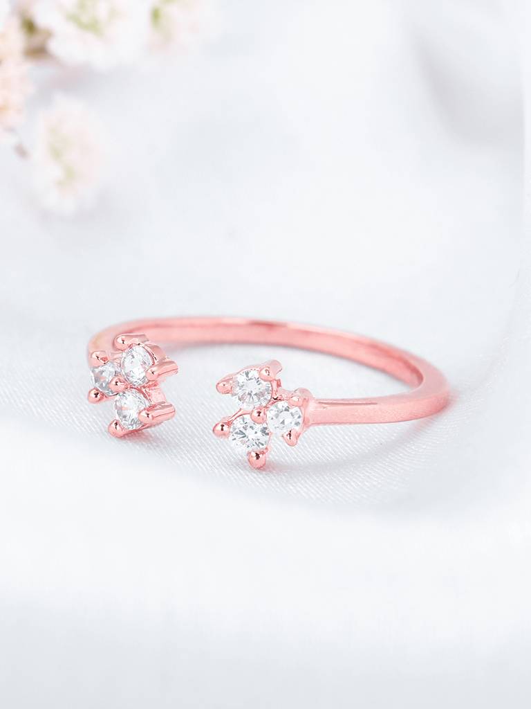 Giva 925 Sterling Silver Bhumi Rose Gold Brahma Kamal Ring